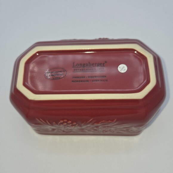 Longaberger Burgundy Pottery Small Octagonal Dish With Grape Embossed Design 5.5 - Picture 7 of 10